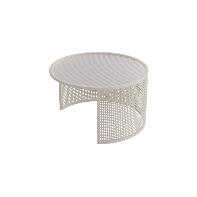 Tropical Round Frame Cocktail Table Glass Top Coffee Cocktail Table