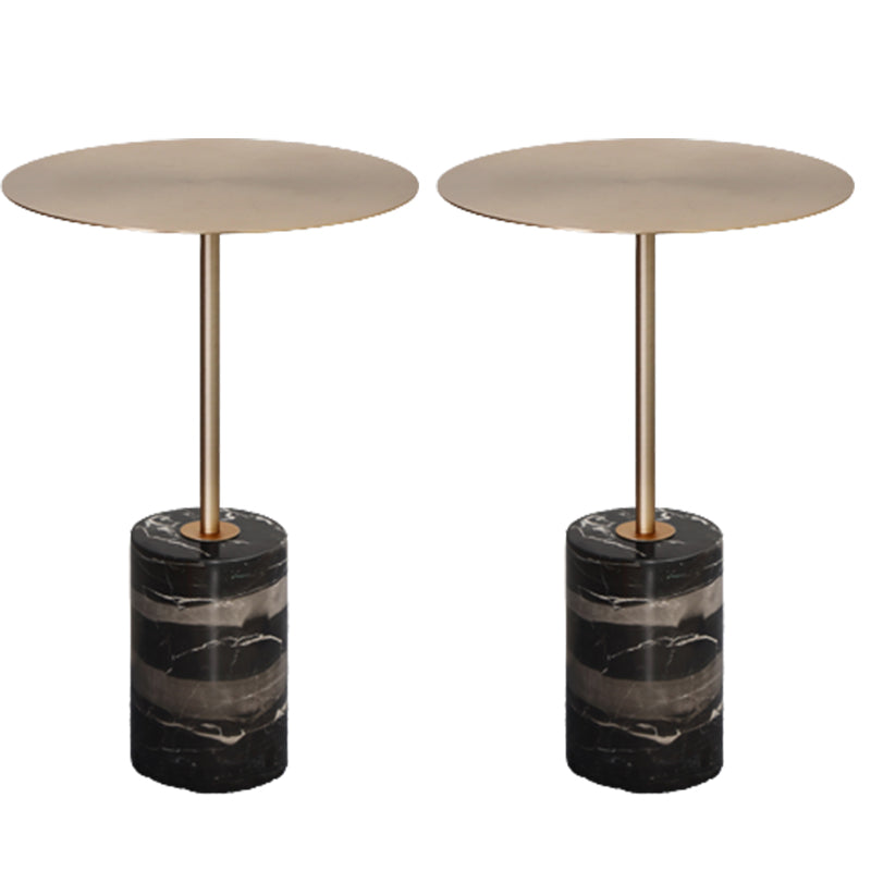 23.62 inch Tall Pedestal Side Table Metal and Marble Side End Table