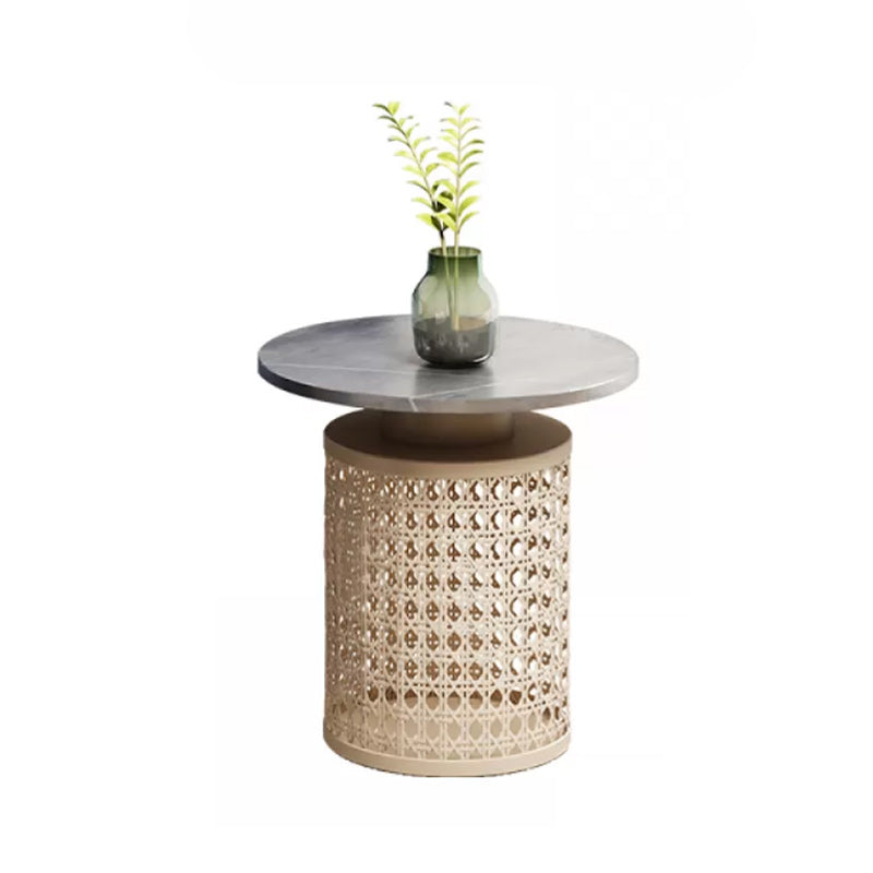 Contemporary Round Cocktail Table Slate Frame Coffee Cocktail Table