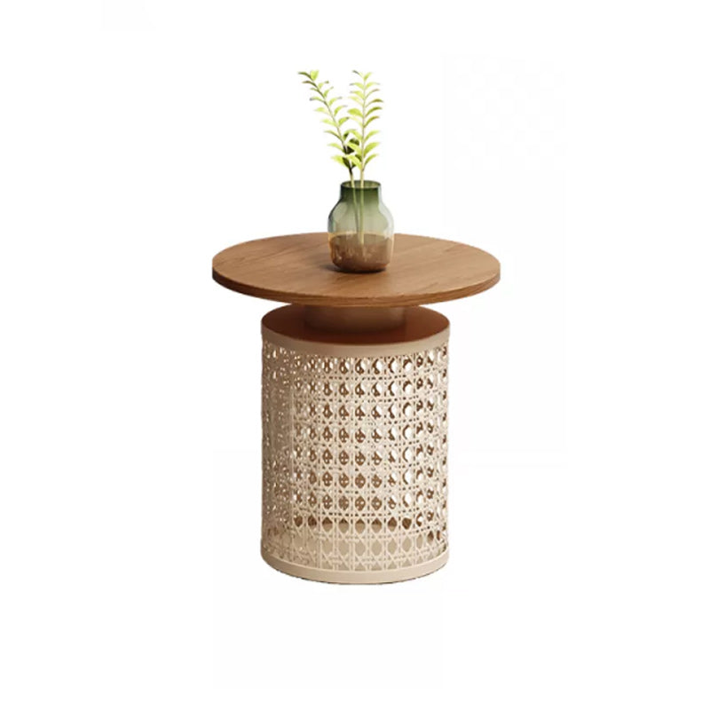 Contemporary Round Cocktail Table Slate Frame Coffee Cocktail Table