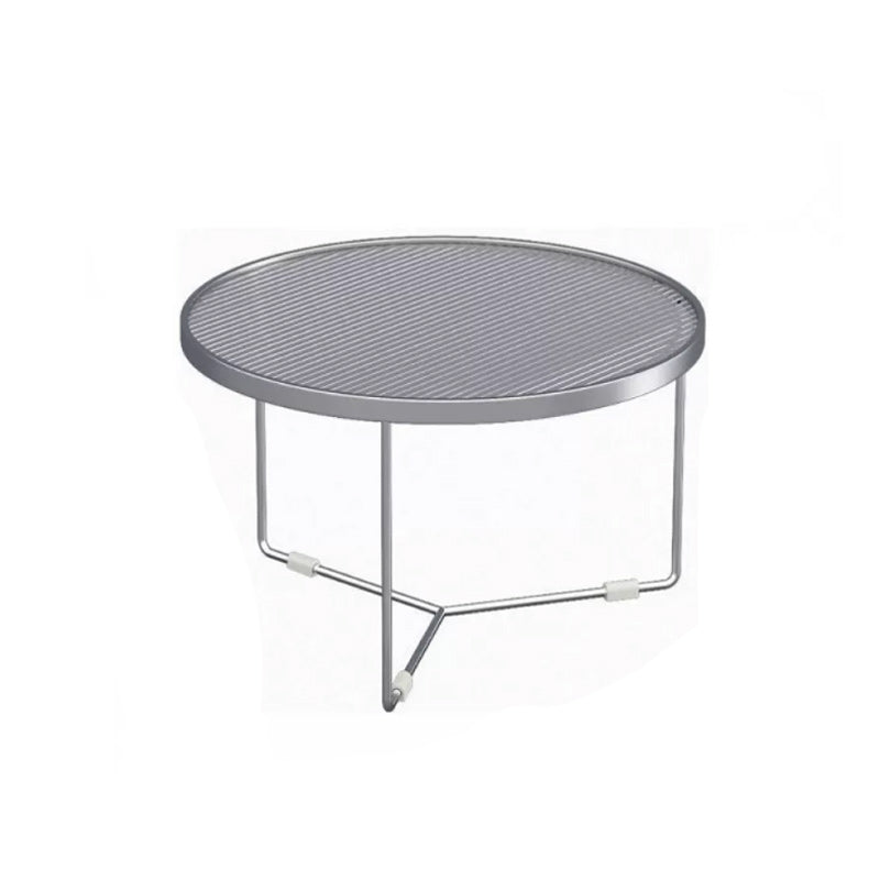 Modern Round Coffee Table Glass Top and Iron Coffee or End Table Cross Legs