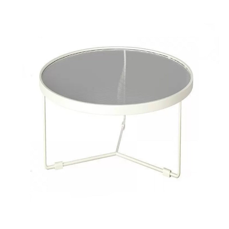 Modern Round Coffee Table Glass Top and Iron Coffee or End Table Cross Legs