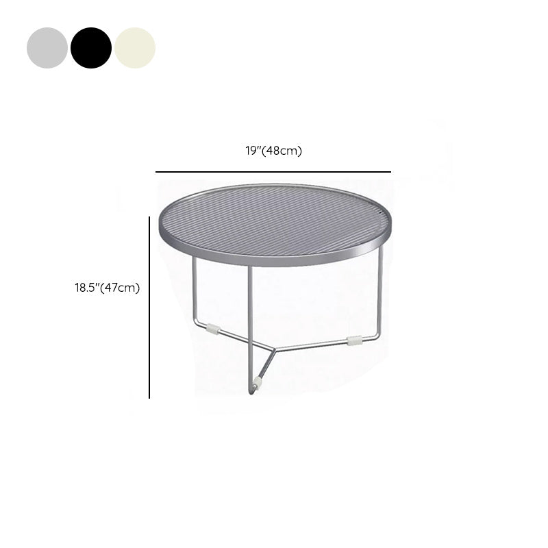 Modern Round Coffee Table Glass Top and Iron Coffee or End Table Cross Legs
