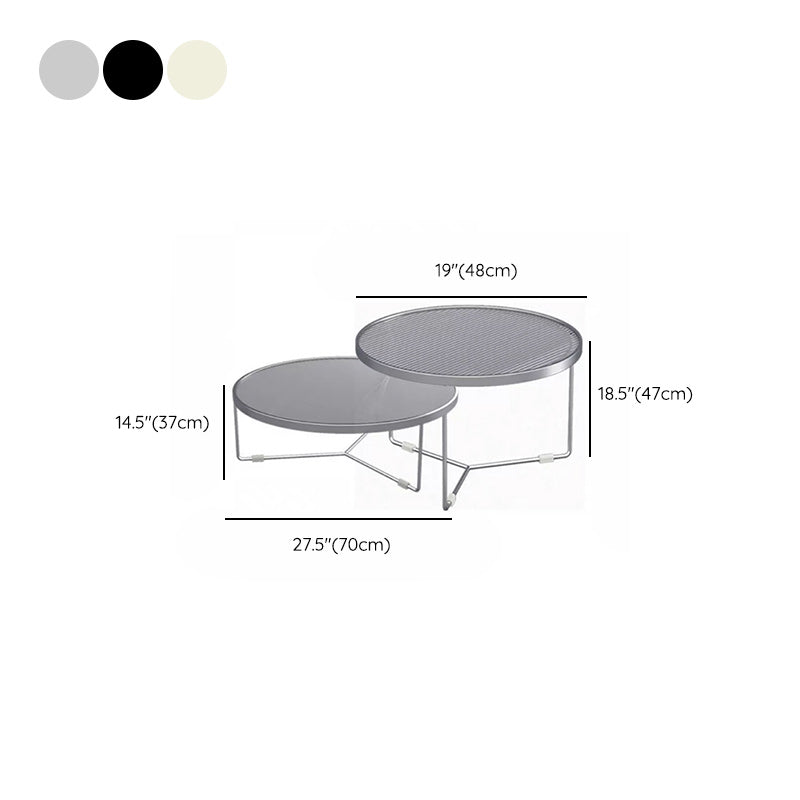 Modern Round Coffee Table Glass Top and Iron Coffee or End Table Cross Legs