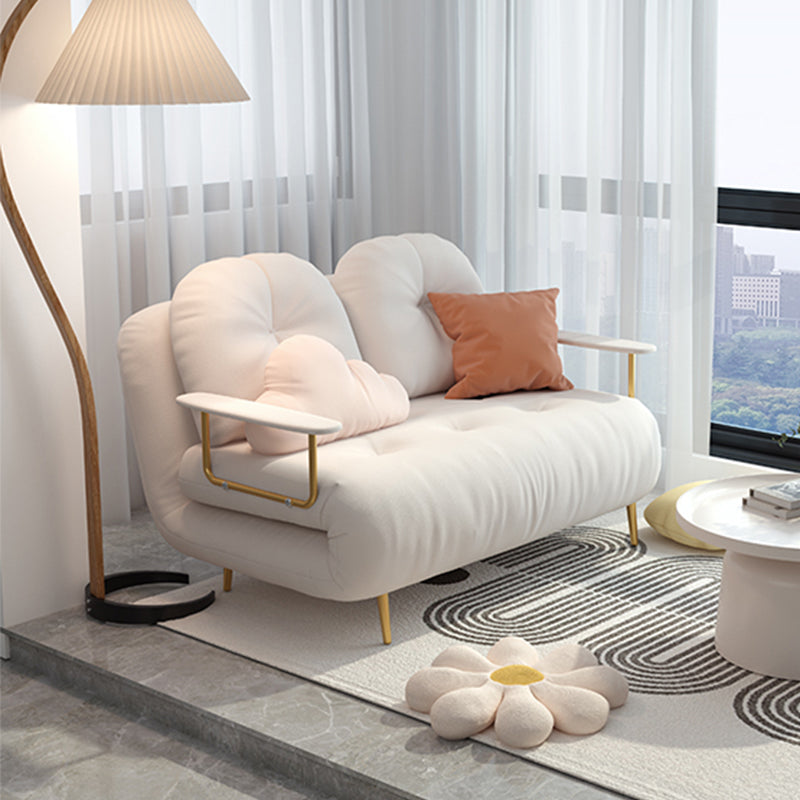 Tufted Upholstered Futon Chair with Mattress Glam Convertible Sofa