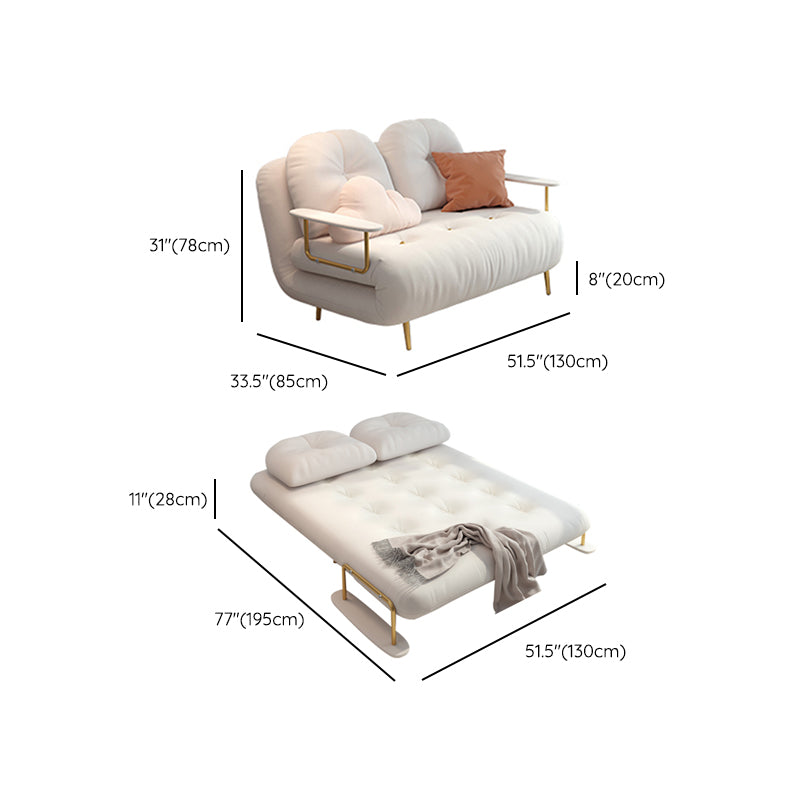 Tufted Upholstered Futon Chair with Mattress Glam Convertible Sofa