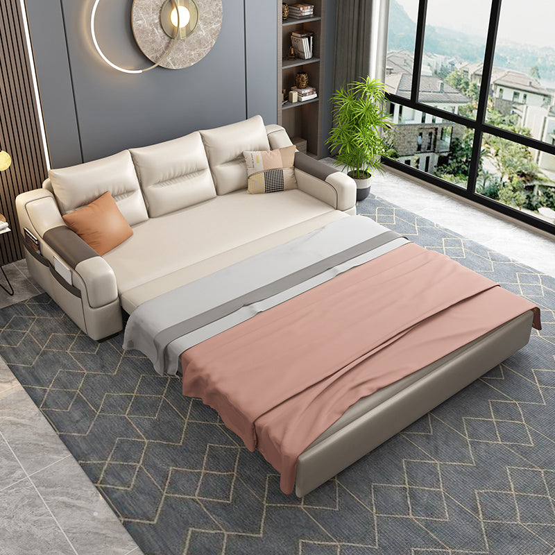 Bonded Leather Sofa Futon Contemporary Futon Sleeper Sofa with Storage