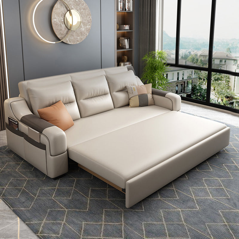 Bonded Leather Sofa Futon Contemporary Futon Sleeper Sofa with Storage