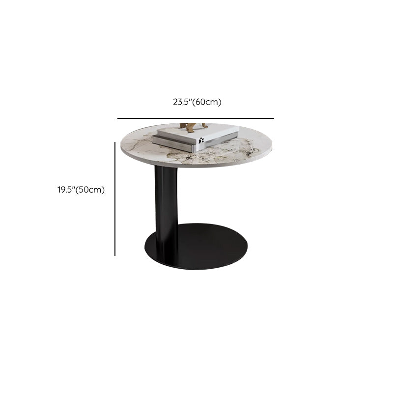 Contemporary Round Coffee or End Table Iron and Stone Coffee Table in Black and White