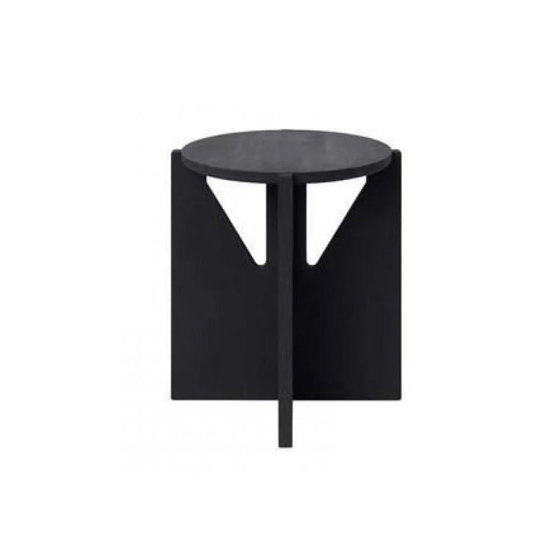 Solid Wood Coffee Table Contemporary Round Coffee or End Table in Black and Natural