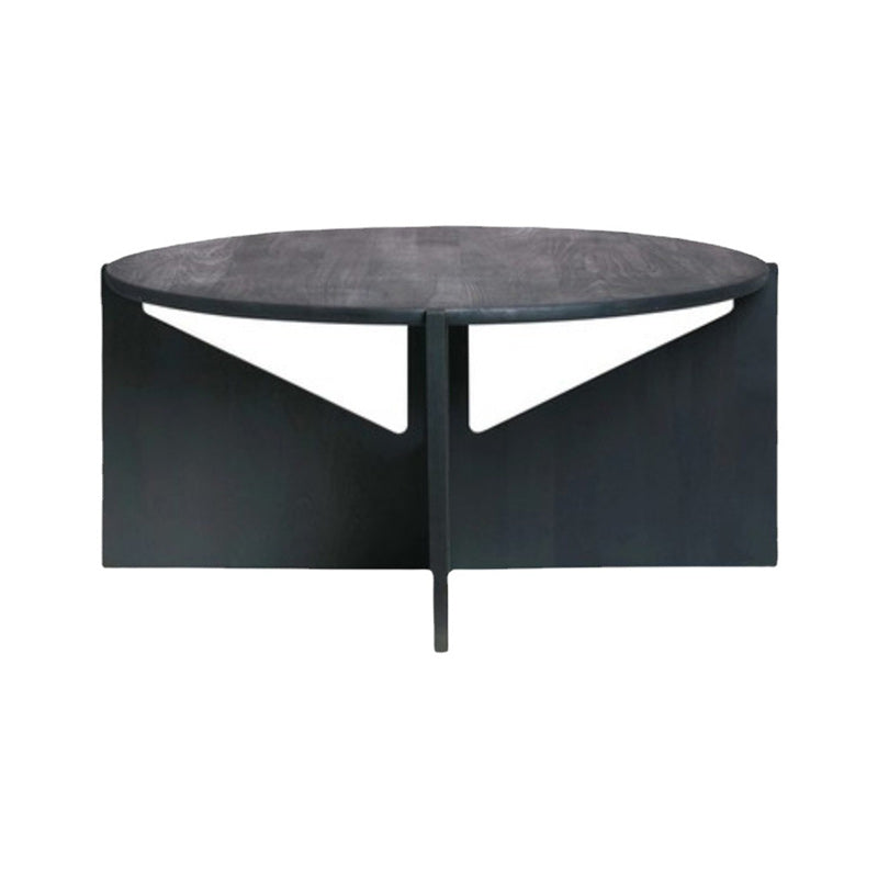 Solid Wood Coffee Table Contemporary Round Coffee or End Table in Black and Natural
