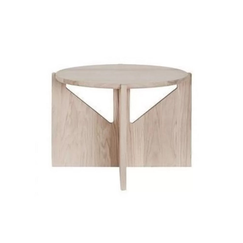 Solid Wood Coffee Table Contemporary Round Coffee or End Table in Black and Natural