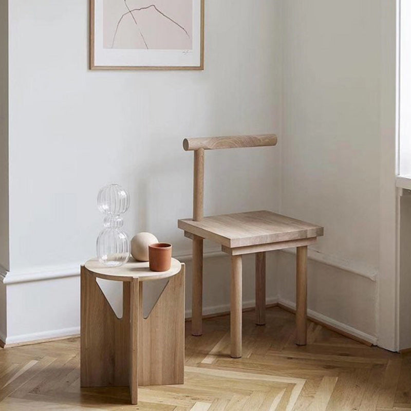 Solid Wood Coffee Table Contemporary Round Coffee or End Table in Black and Natural