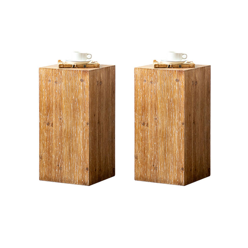 Distressed Wood Square End Table Set 11.8" W Block Sofa Side Accent Table