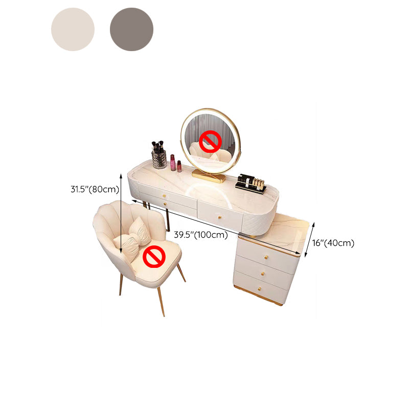 Glam Makeup Vanity Set Glass Top Vanity Dressing Table with Drawers