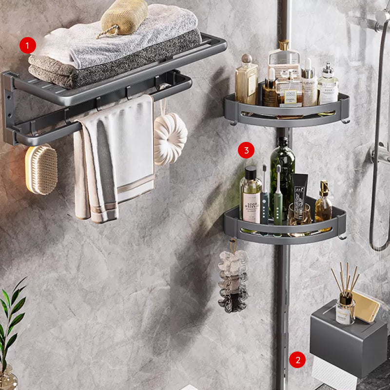 Modern Bathroom Accessories Hardware Set Grey Towel Bar Bath Shelf Bath Hardware Set