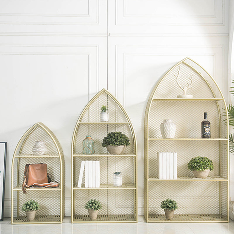 Glam Gold Bookshelf Standard Metal Bookcase with Shelves for Home Office