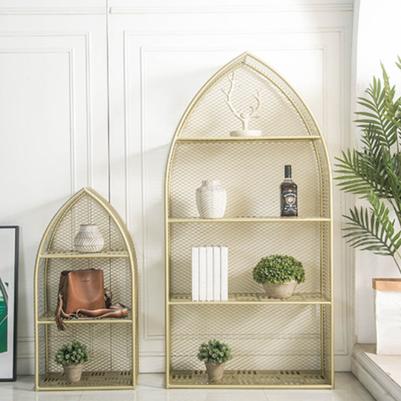 Glam Gold Bookshelf Standard Metal Bookcase with Shelves for Home Office