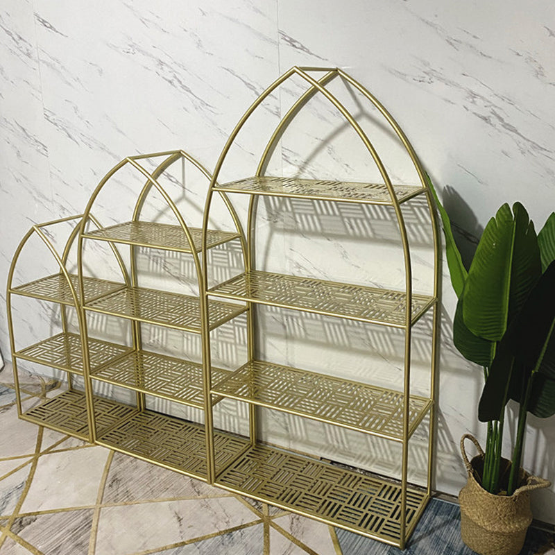 Glam Gold Bookshelf Standard Metal Bookcase with Shelves for Home Office