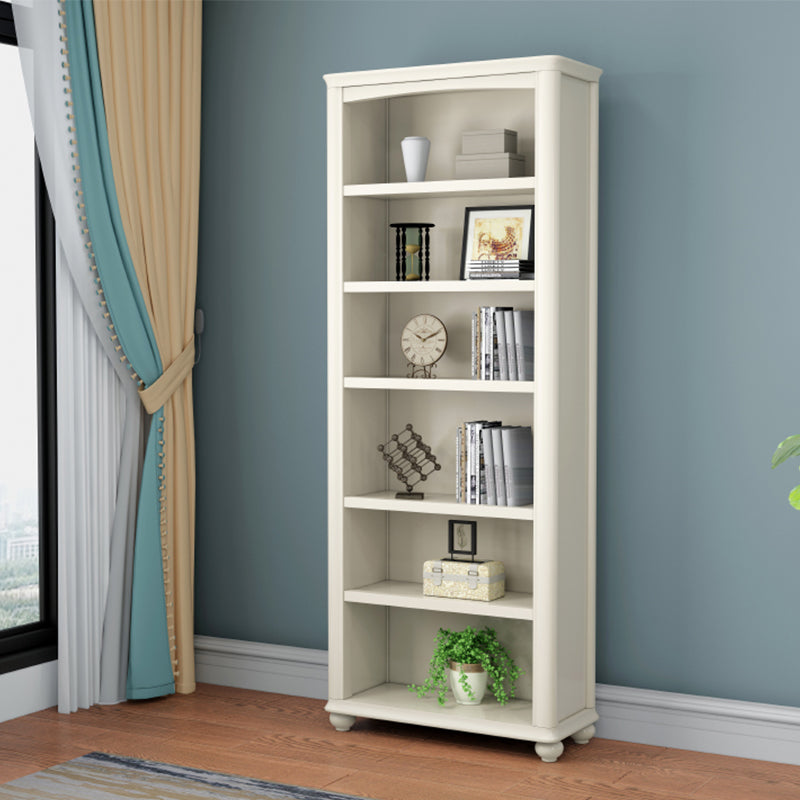 Wood Standard Bookshelf White Contemporary Bookcase with Shelves