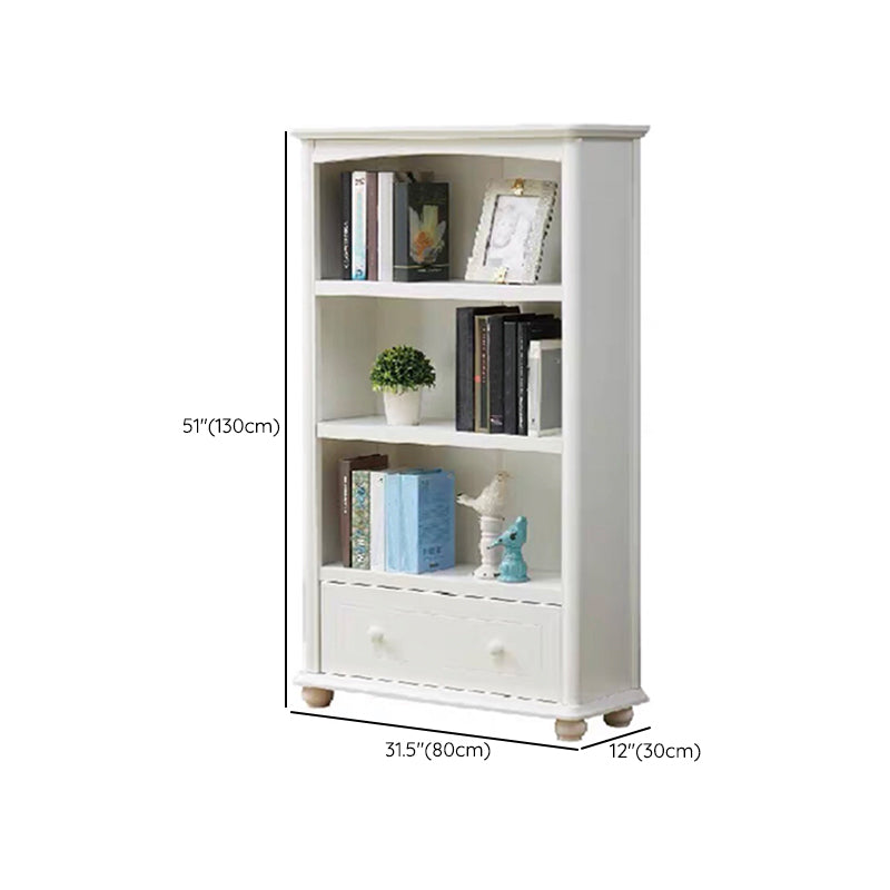 Wood Standard Bookshelf White Contemporary Bookcase with Shelves