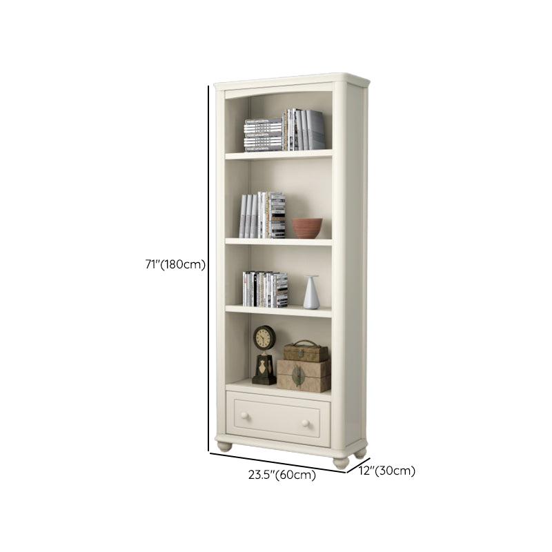 Wood Standard Bookshelf White Contemporary Bookcase with Shelves