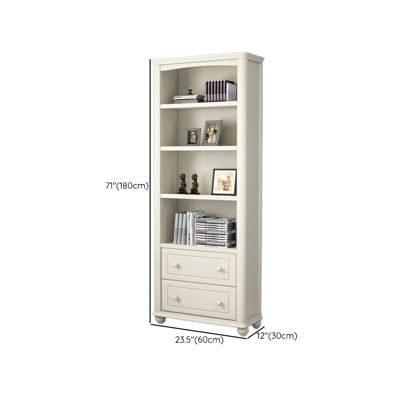 Wood Standard Bookshelf White Contemporary Bookcase with Shelves