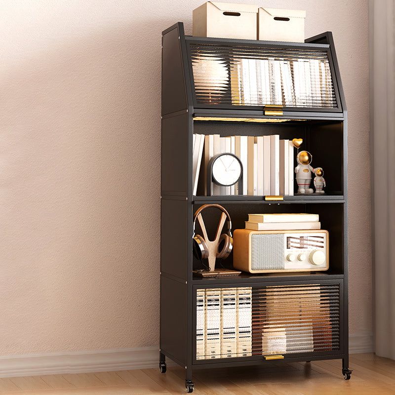 Standard Metal Industrial Bookcase Closed Back Bookshelf with Cabinets