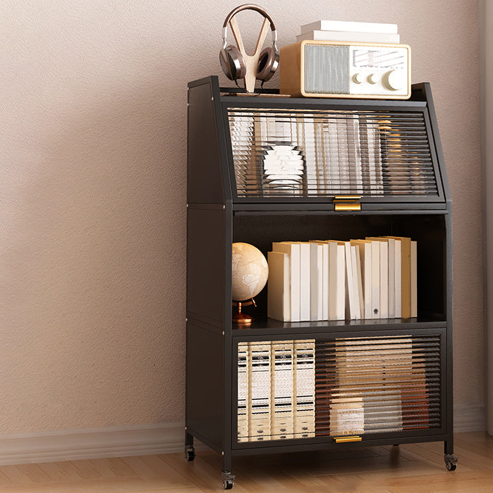 Standard Metal Industrial Bookcase Closed Back Bookshelf with Cabinets