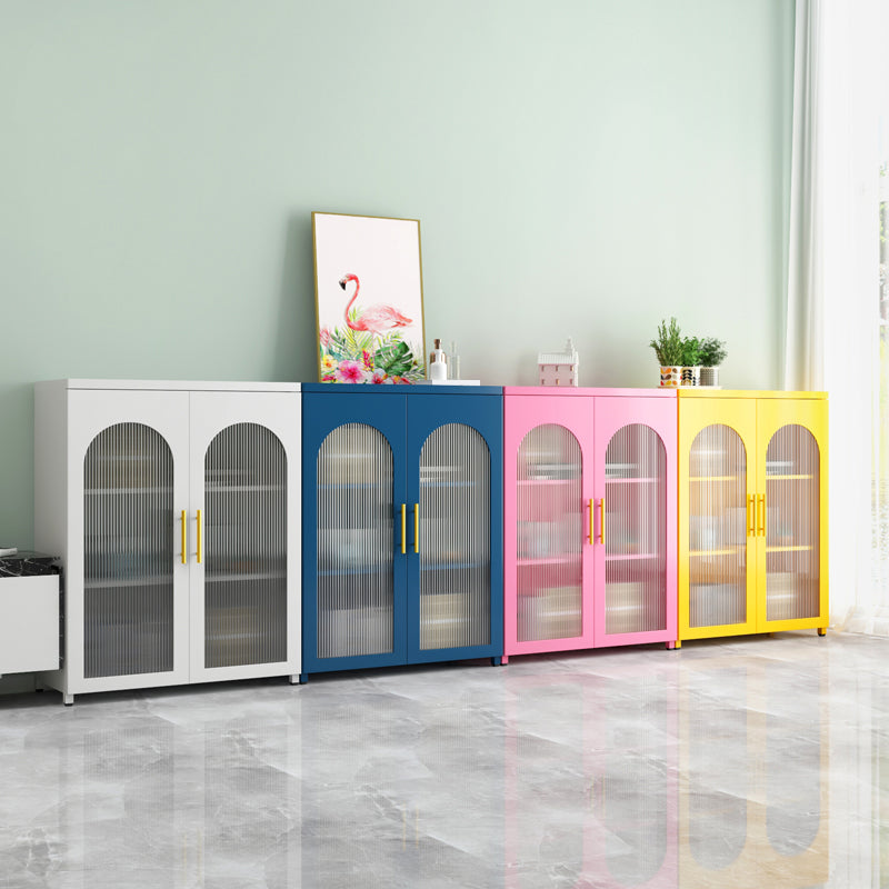 Scandinavian Metal Bookshelf Standard Closed Back Bookcase with Cabinets