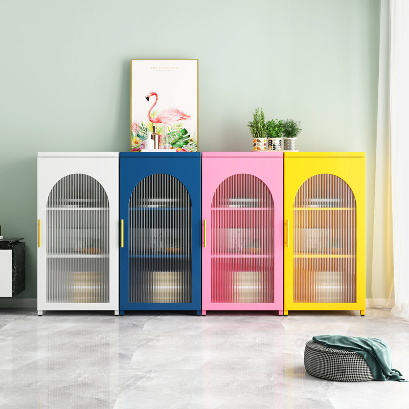 Scandinavian Metal Bookshelf Standard Closed Back Bookcase with Cabinets