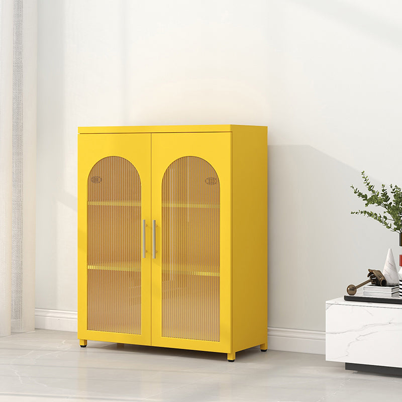 Scandinavian Metal Bookshelf Standard Closed Back Bookcase with Cabinets