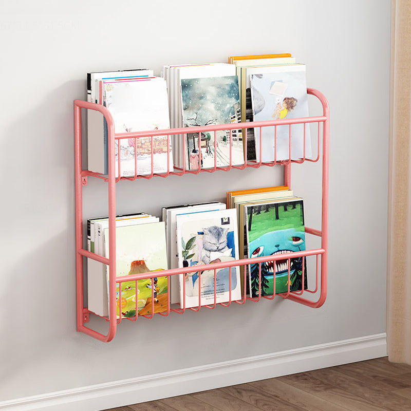 Metal Floating Scandinavian Bookcase Closed Back Bookshelf with Shelves