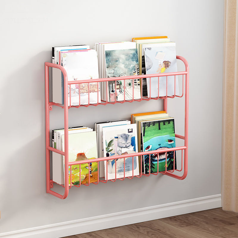 Metal Floating Scandinavian Bookcase Closed Back Bookshelf with Shelves