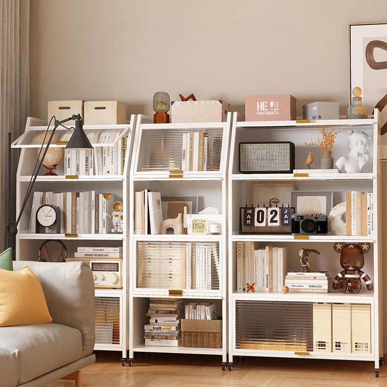 Metal Standard Bookshelf Closed Back Industrial Bookcase with Cabinets