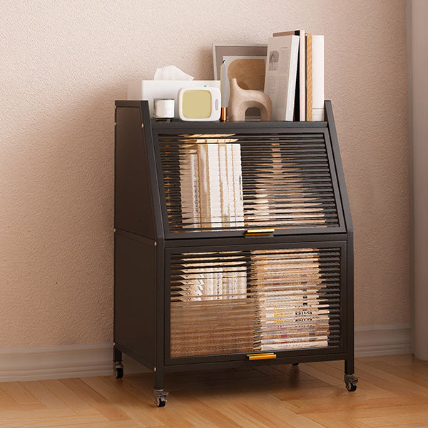 Metal Standard Bookshelf Closed Back Industrial Bookcase with Cabinets