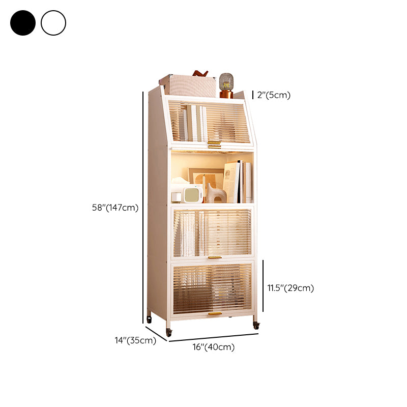 Metal Standard Bookshelf Closed Back Industrial Bookcase with Cabinets