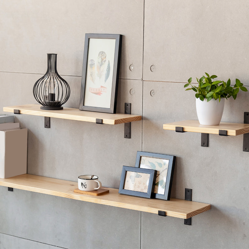 Contemporary Floating Bookshelf Wooden Natural Closed Back Bookcase