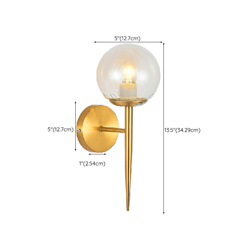 Modern Style Ball Shade Wall Light Glass 1 Light Sconces in Gold for Living Room
