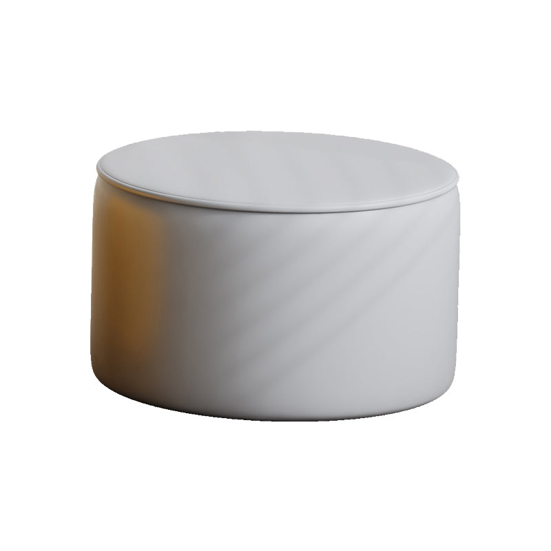 Modern Pouf Ottoman PU Leather Upholstered Solid Color Round Ottoman