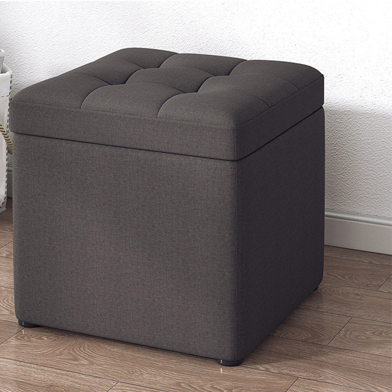 Modern Dark Grey Square Pouf Cotton Tear Resistant Pouf for Living Room
