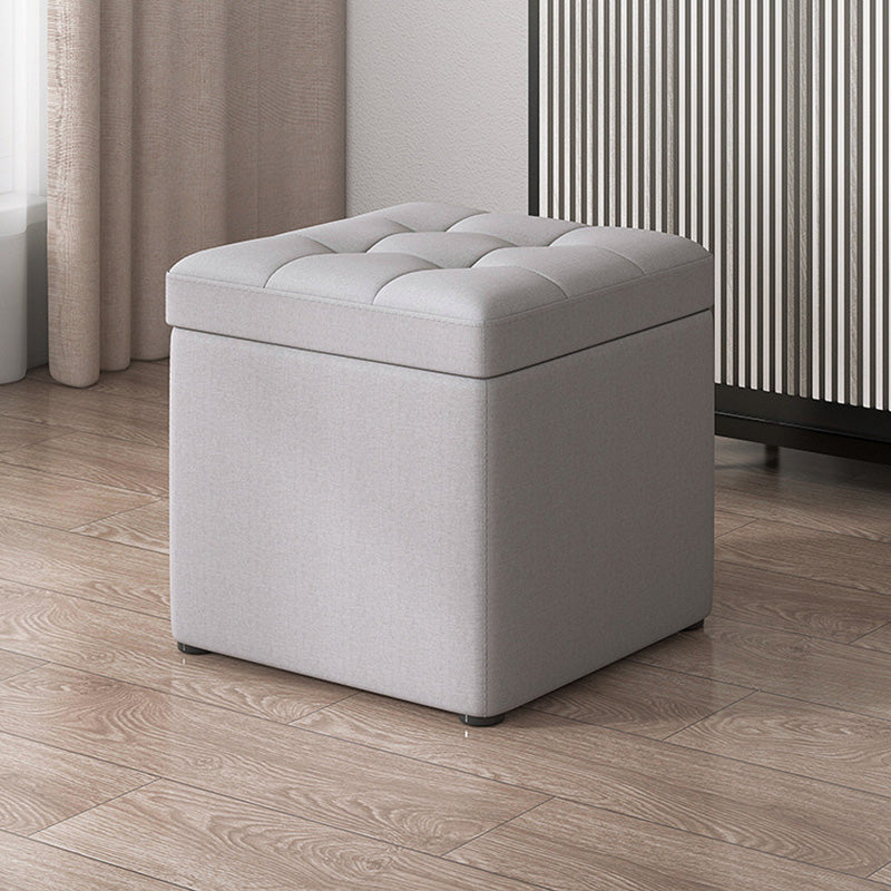 Modern Dark Grey Square Pouf Cotton Tear Resistant Pouf for Living Room