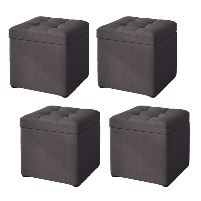Modern Dark Grey Square Pouf Cotton Tear Resistant Pouf for Living Room
