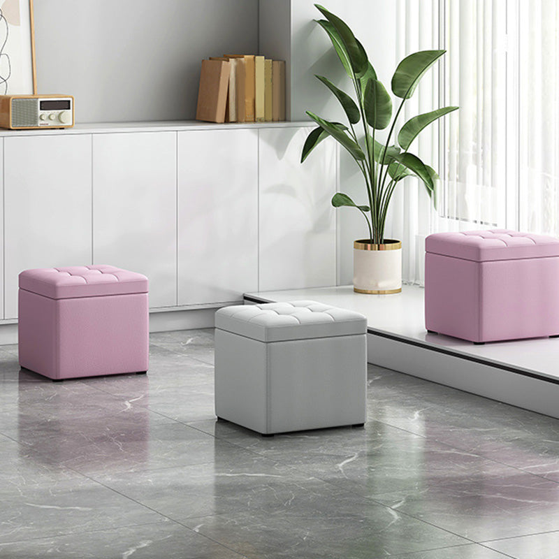 Modern Dark Grey Square Pouf Cotton Tear Resistant Pouf for Living Room