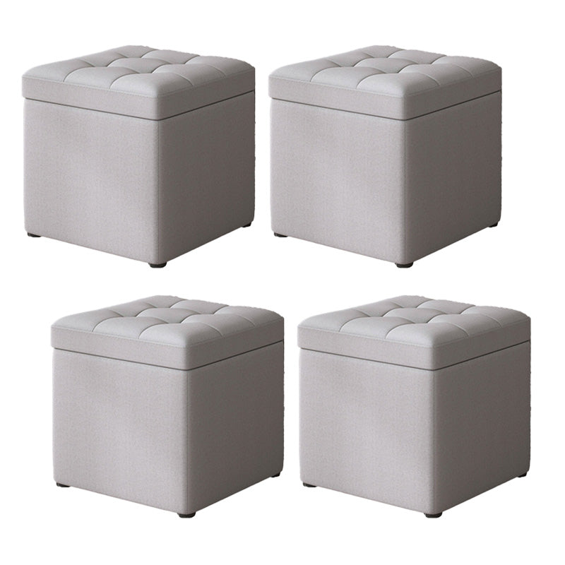 Modern Dark Grey Square Pouf Cotton Tear Resistant Pouf for Living Room