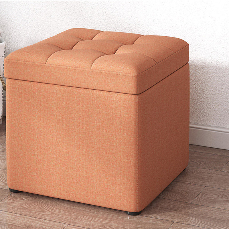 Modern Dark Grey Square Pouf Cotton Tear Resistant Pouf for Living Room