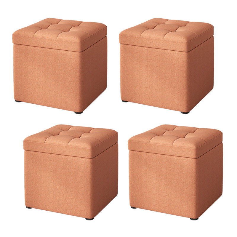 Modern Dark Grey Square Pouf Cotton Tear Resistant Pouf for Living Room