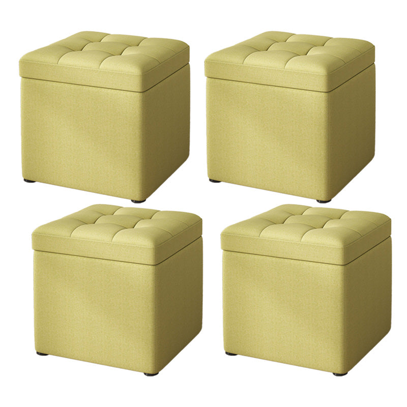 Modern Dark Grey Square Pouf Cotton Tear Resistant Pouf for Living Room