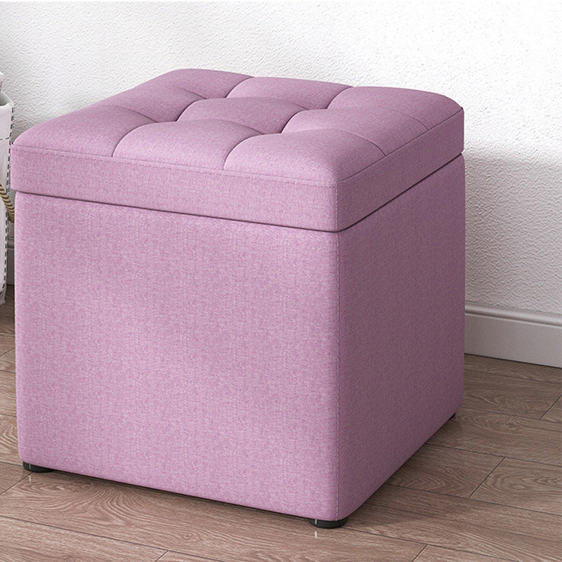 Modern Dark Grey Square Pouf Cotton Tear Resistant Pouf for Living Room