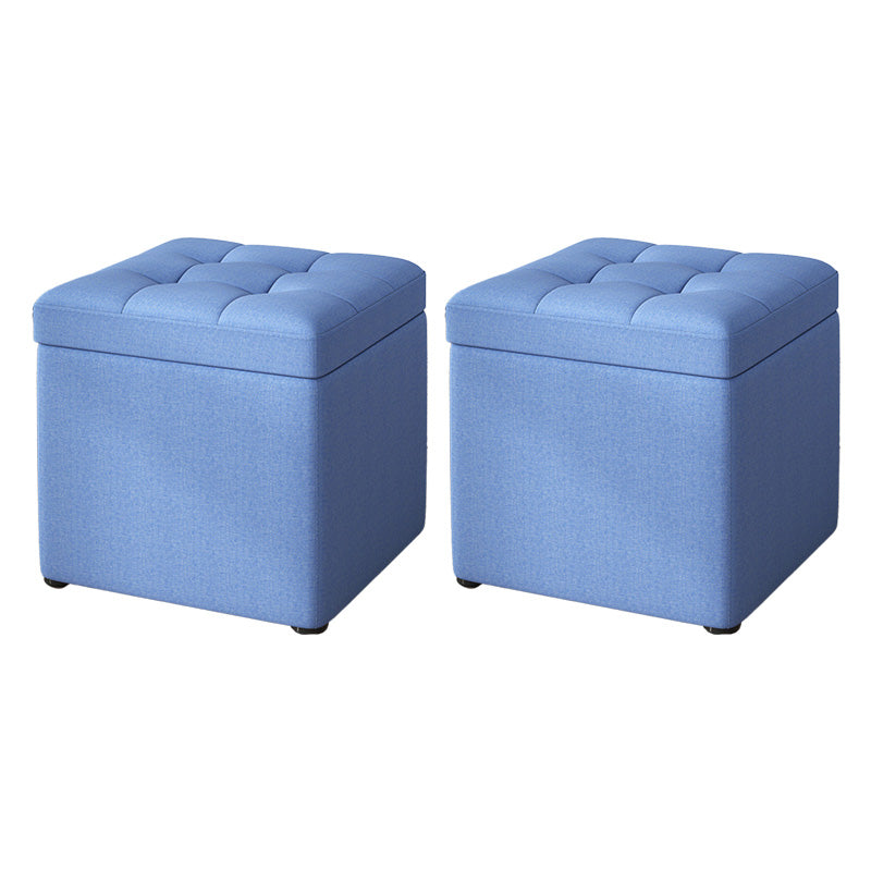 Modern Dark Grey Square Pouf Cotton Tear Resistant Pouf for Living Room